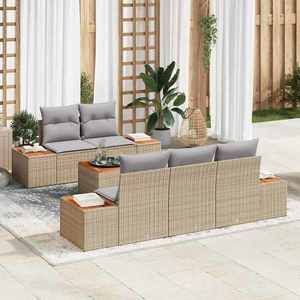 vidaXL Set de canapele pentru grădină cu pernă 6 pcs Bej Rattan poli imagine