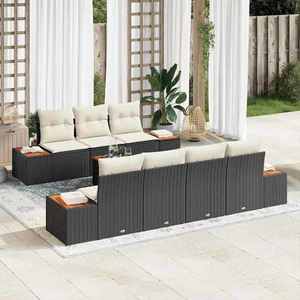 vidaXL Set de canapele pentru grădină cu pernă 8 pcs Negru Rattan poli imagine