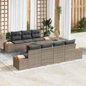 vidaXL Set de canapele pentru grădină cu pernă 8 pcs Gri Rattan poli imagine
