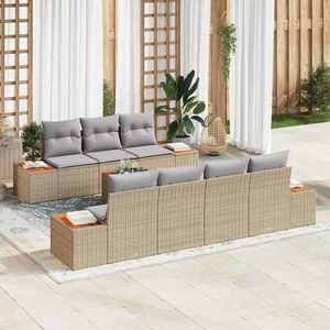 vidaXL Set de canapele pentru grădină cu pernă 8 pcs Bej Rattan poli imagine