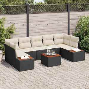 vidaXL Set de canapele pentru grădină cu pernă 8 pcs Negru Rattan poli imagine