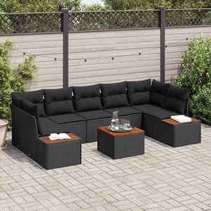 vidaXL Set de canapele pentru grădină cu pernă 8 pcs Negru Rattan poli imagine