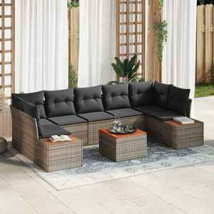 vidaXL Set de canapele pentru grădină cu pernă 8 pcs Gri Rattan poli imagine