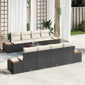 vidaXL Set de canapele pentru grădină cu pernă 9 pcs Negru Rattan poli imagine
