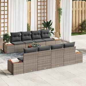 vidaXL Set de canapele pentru grădină cu pernă 9 pcs Gri Rattan poli imagine