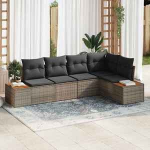 vidaXL Set de canapele pentru grădină cu pernă 5 pcs Gri Rattan poli imagine