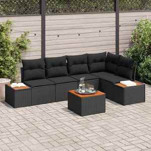 vidaXL Set de canapele pentru grădină cu pernă 6 pcs Negru Rattan poli imagine