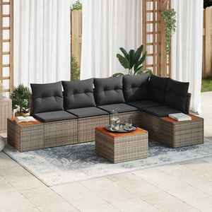 vidaXL Set de canapele pentru grădină cu pernă 6 pcs Gri Rattan poli imagine