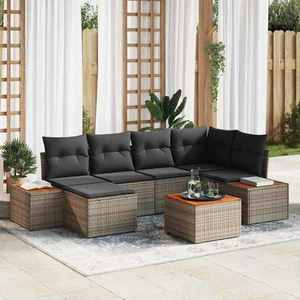 vidaXL Set de canapele pentru grădină cu pernă 7 pcs Gri Poli Rattan imagine