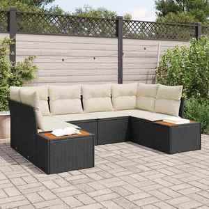 vidaXL Set de canapele pentru grădină 6 pcs negru și crem Rattan poli imagine