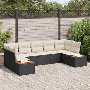 vidaXL Set de canapele pentru grădină 7 pcs negru și crem Rattan poli imagine