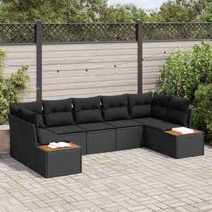 vidaXL Set de canapele pentru grădină cu pernă 7 pcs Negru Rattan poli imagine