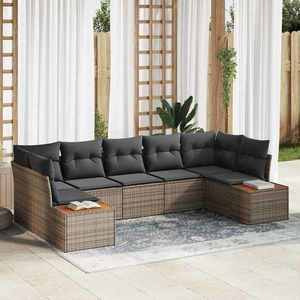 vidaXL Set de canapele pentru grădină cu pernă 7 pcs Gri Rattan poli imagine