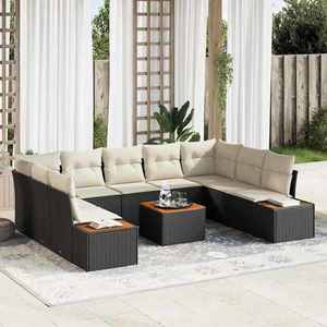 vidaXL Set de canapele pentru grădină 6 pcs negru și crem Rattan poli imagine