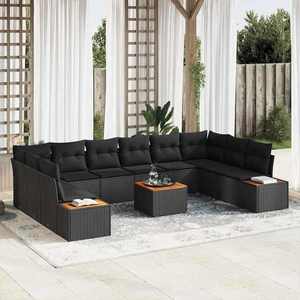 vidaXL Set de canapele pentru grădină 11 pcs Negru Rattan poli imagine