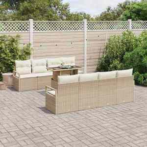 vidaXL Set de canapele pentru grădină 9 pcs Bej Rattan poli imagine