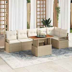 vidaXL Set de canapele pentru grădină 7 pcs Bej Rattan poli imagine