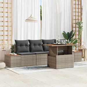 vidaXL Set de canapele pentru grădină 5 pcs Gri Rattan poli imagine