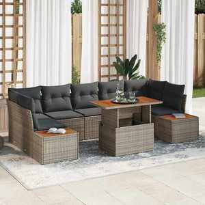 vidaXL Set de canapele pentru grădină 8 pcs Gri Rattan poli imagine