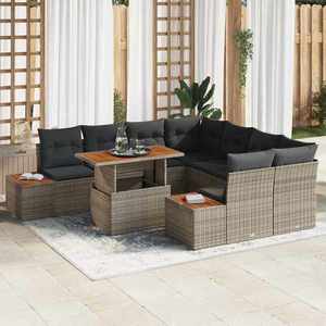 vidaXL Set de canapele pentru grădină 9 pcs Gri Rattan poli imagine