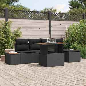 vidaXL Set de canapele pentru grădină 6 pcs Negru Rattan poli imagine