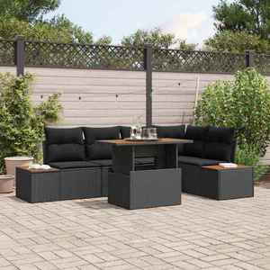 vidaXL Set de canapele pentru grădină 6 pcs Negru Rattan poli imagine