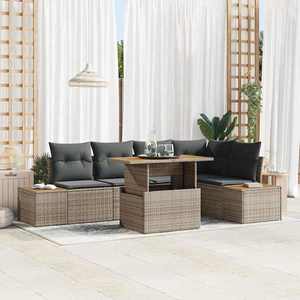 vidaXL Set de canapele pentru grădină 6 pcs Gri Rattan poli imagine