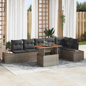 vidaXL Set de canapele pentru grădină 7 pcs Gri Rattan poli imagine