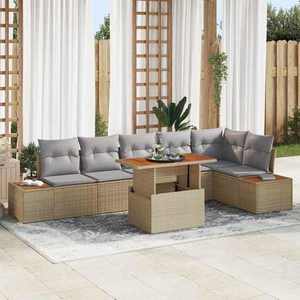 vidaXL Set de canapele pentru grădină 7 pcs Bej Rattan poli imagine