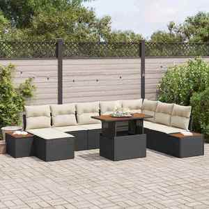 vidaXL Set de canapele pentru grădină 9 pcs Negru Rattan poli imagine