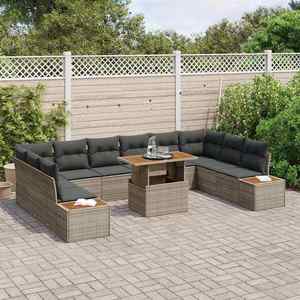vidaXL Set de canapele pentru grădină 11 pcs Gri Rattan poli imagine