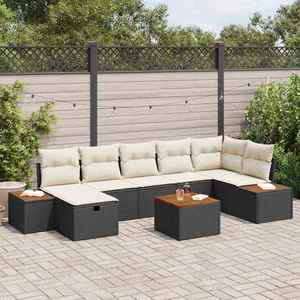 vidaXL Set de canapele pentru grădină cu pernă 8 pcs Negru Rattan poli imagine