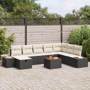 vidaXL Set de canapele pentru grădină cu pernă 9 pcs Negru Rattan poli imagine