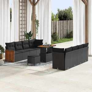 vidaXL Set de canapele pentru grădină cu pernă Manual 11 pcs Negru imagine