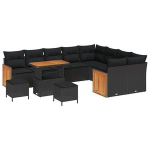 vidaXL Set de canapele pentru grădină 12 pcs Negru 90 x 55 x 71 cm imagine