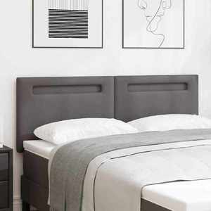 vidaXL Tăblie LED Gri 144 cm Piele artificială imagine