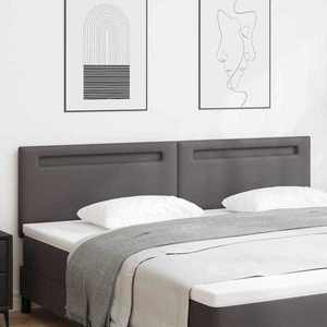 vidaXL Tăblie LED Gri 200 cm Piele artificială imagine