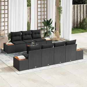 vidaXL Set de canapele pentru grădină cu pernă 8 pcs Negru Rattan poli imagine
