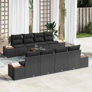 vidaXL Set de canapele pentru grădină cu pernă 9 pcs Negru Rattan poli imagine
