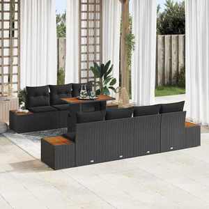 vidaXL Set de canapele pentru grădină cu pernă 8 pcs Negru Rattan poli imagine