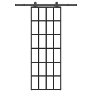 vidaXL Ușă glisantă cu set feronerie, 76x205 cm, sticlă ESG/aluminiu imagine