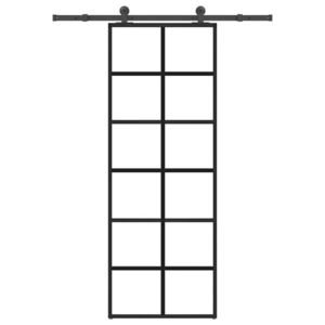 vidaXL Ușă glisantă cu set feronerie, 76x205 cm, sticlă ESG/aluminiu imagine