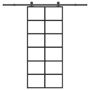 vidaXL Ușă glisantă cu set feronerie, 90x205 cm, sticlă ESG/aluminiu imagine