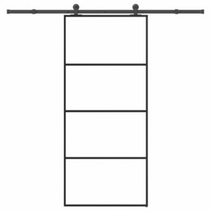 vidaXL Ușă glisantă cu set feronerie, 90x205 cm, sticlă ESG/aluminiu imagine