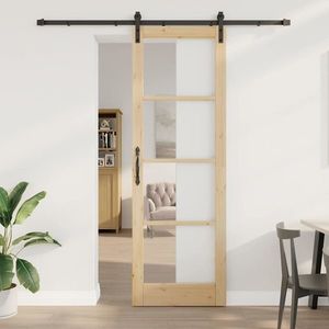 vidaXL Ușă glisantă Altele ORKDAL Maro 78 x 232 cm Lemn și metal imagine