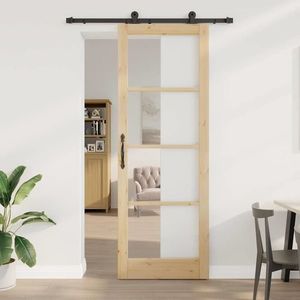 vidaXL Ușa glisantă Manual ORKDAL Maro 83 x 232 cm Lemn și metal imagine