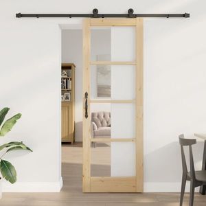 vidaXL Ușa glisantă Manual ORKDAL Maro 73.5 x 211 cm Lemn și metal imagine