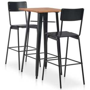 vidaXL Set mobilier de bar, 3 piese, negru, oțel imagine