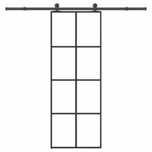 vidaXL Ușă glisantă cu set feronerie, 76x205 cm, sticlă ESG/aluminiu imagine