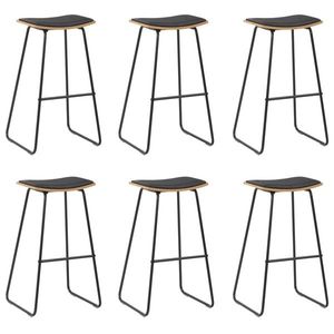 vidaXL Scaune de bar, 6 buc., negru, piele ecologică imagine